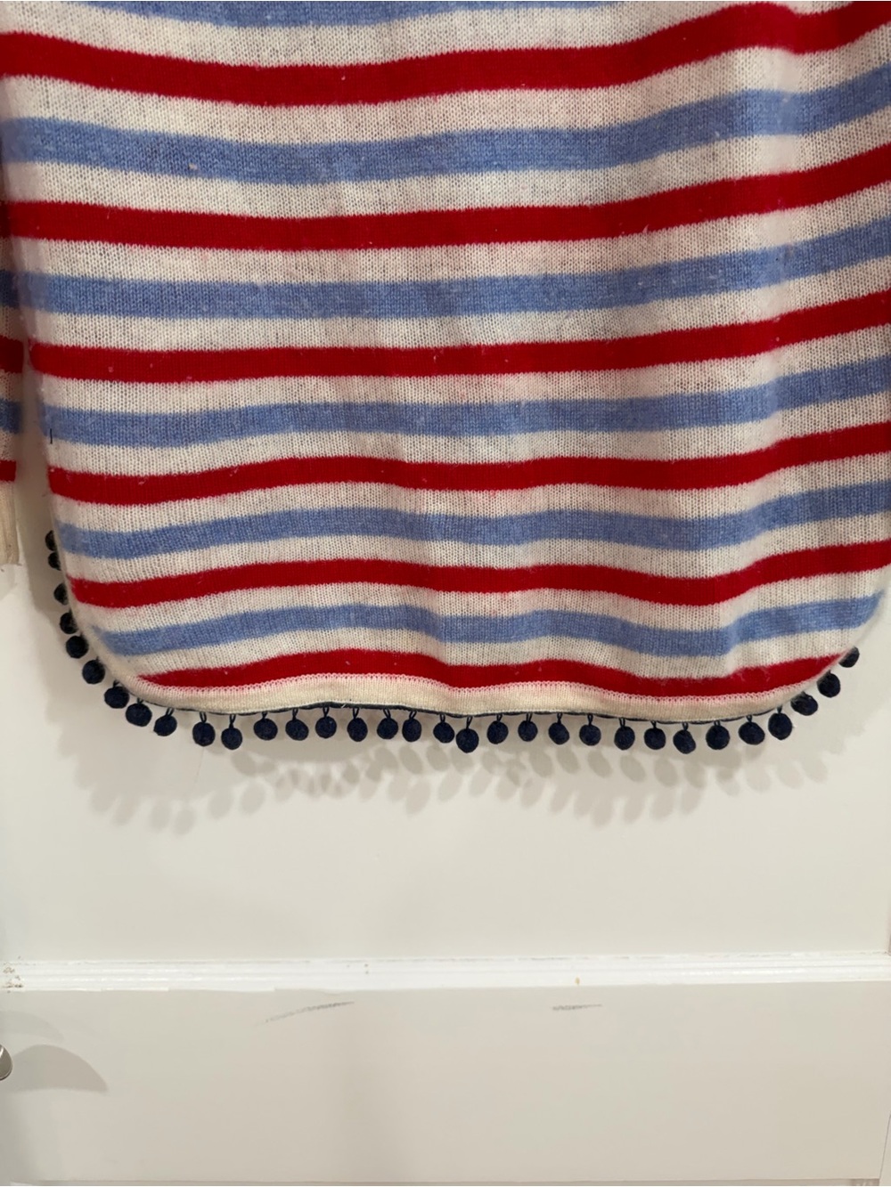 Two Bees Cashmere Striped Cashmere Sweater in Red, Blue & Cream L - Picture 3 of 9